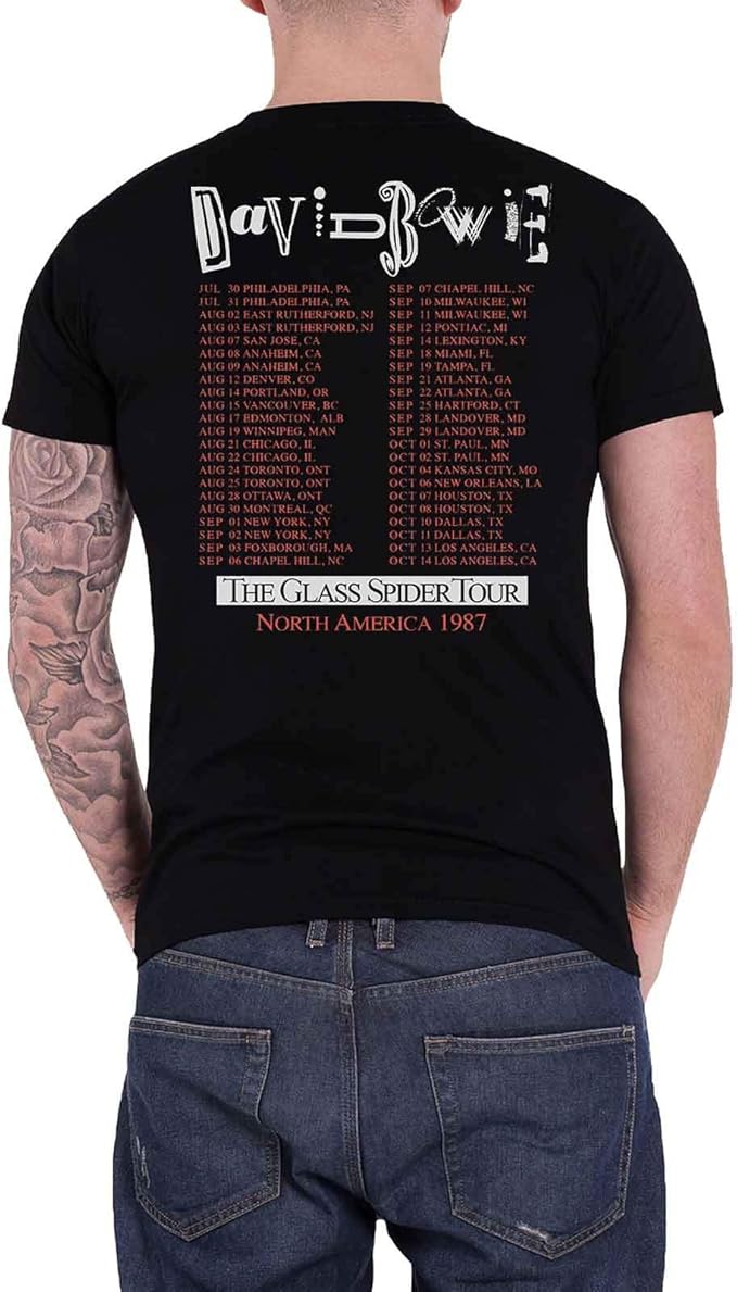 David Bowie T Shirt Glass Spider Tour USA 1987 Back Print